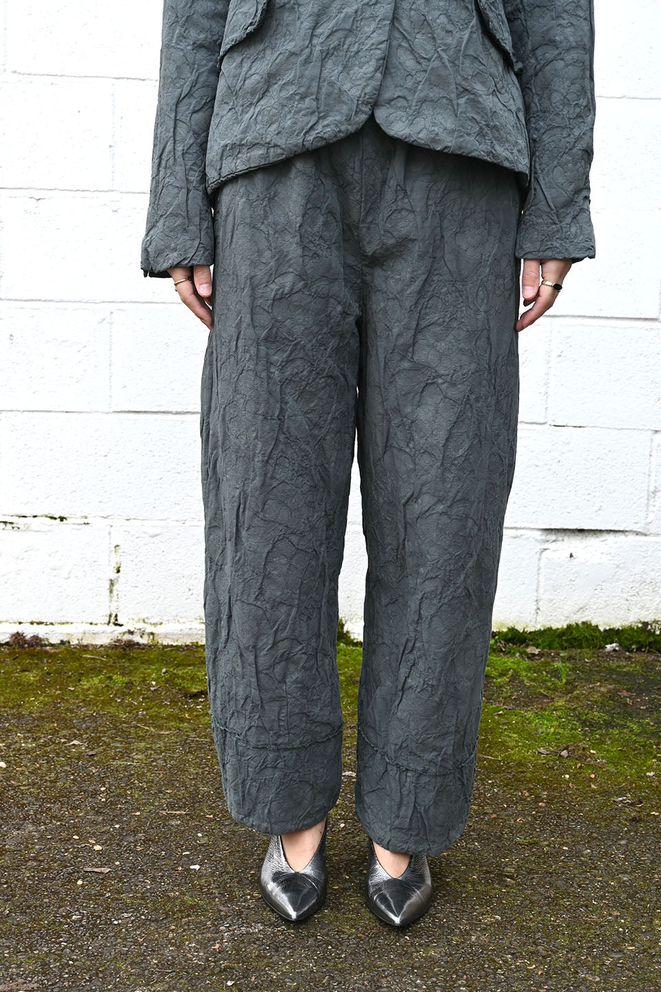 Wrinkled Wide Pants Grey