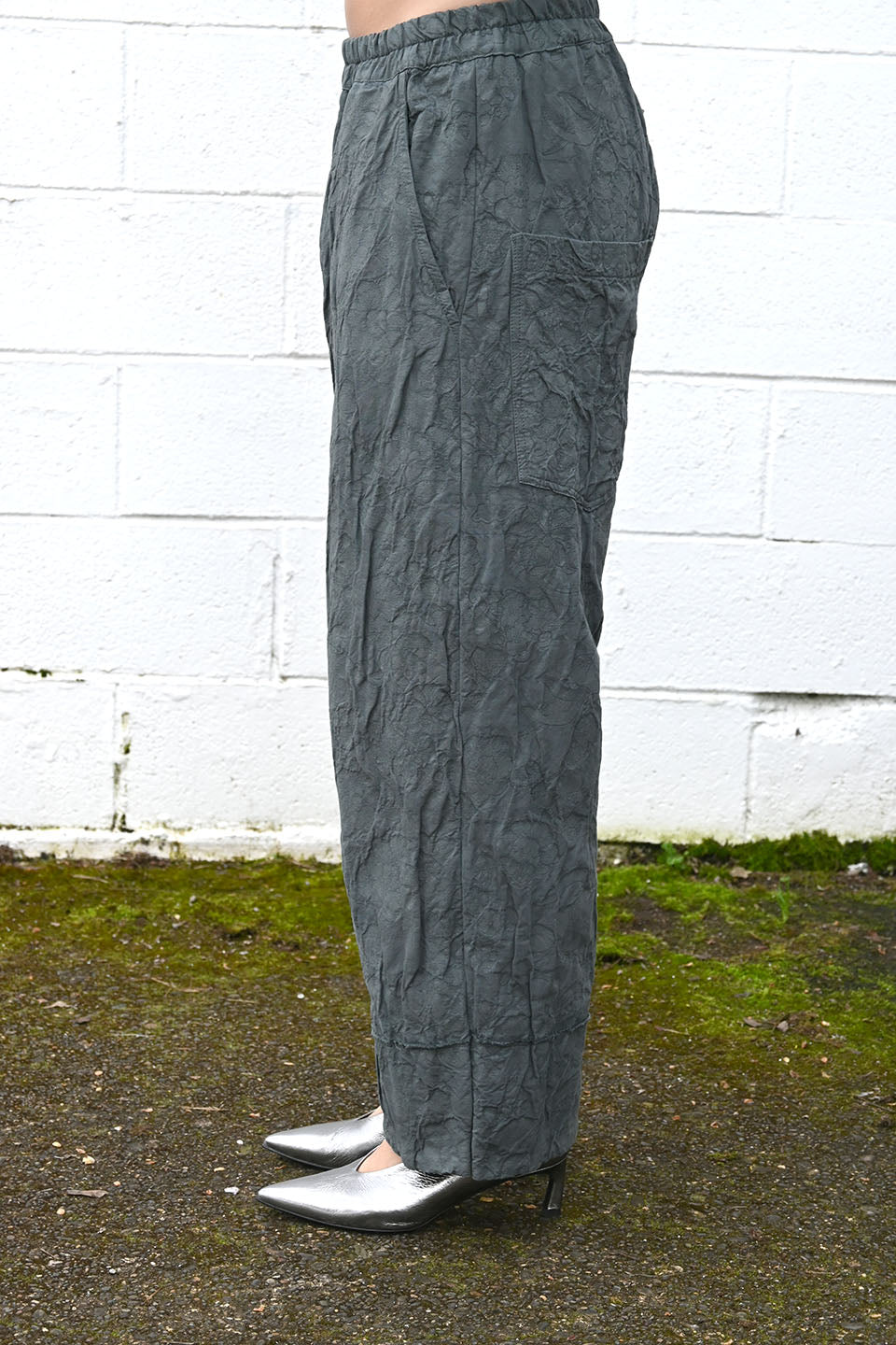 Wrinkled Wide Pants Grey