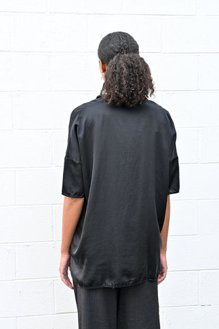 Collar Shirt Black Silk