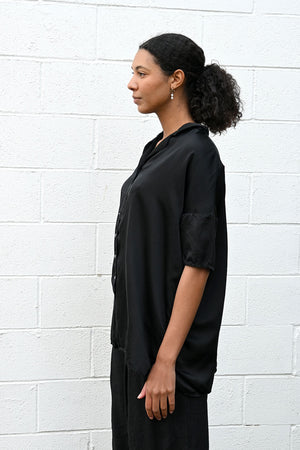 Collar Shirt Black Silk