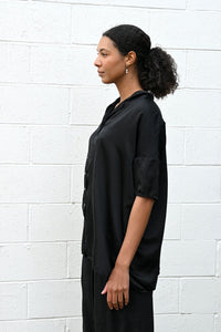 Collar Shirt Black Silk