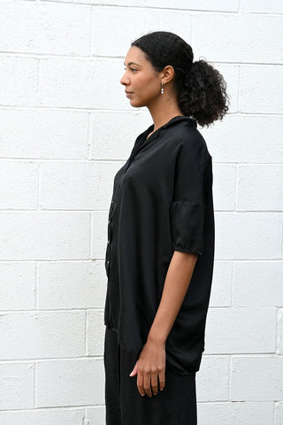 Collar Shirt Black Silk