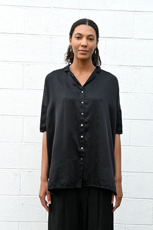Collar Shirt Black Silk