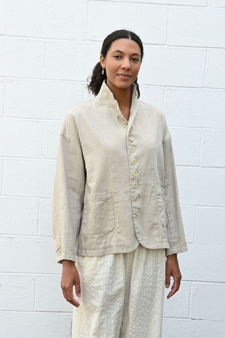 Linen Blend Jacket in Natural