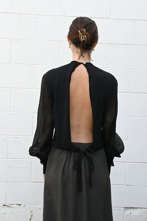 Bergson Distressed Open Back Sweater