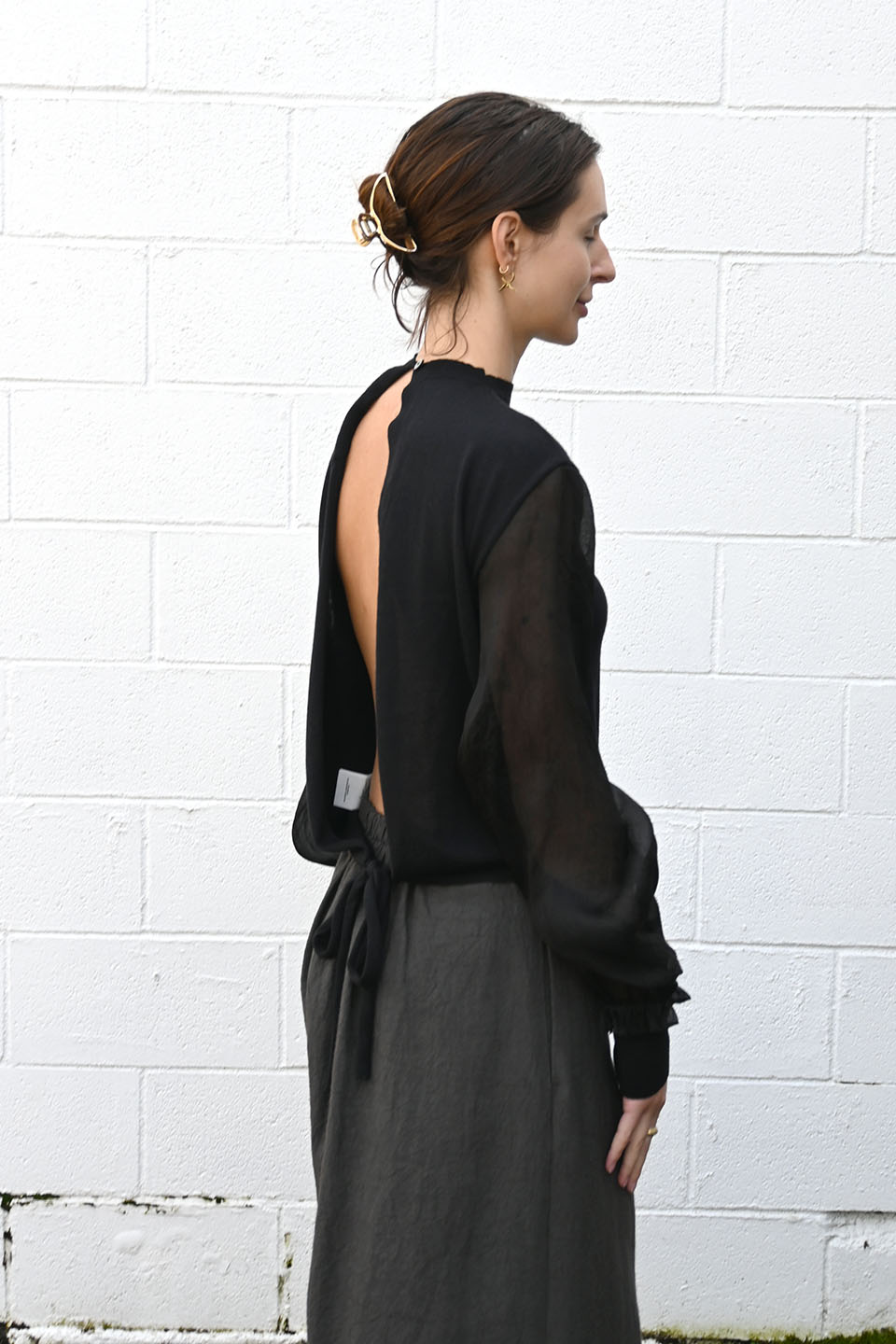 Bergson Distressed Open Back Sweater