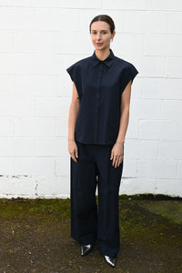 Silk Linen Shantung Shirt Vest