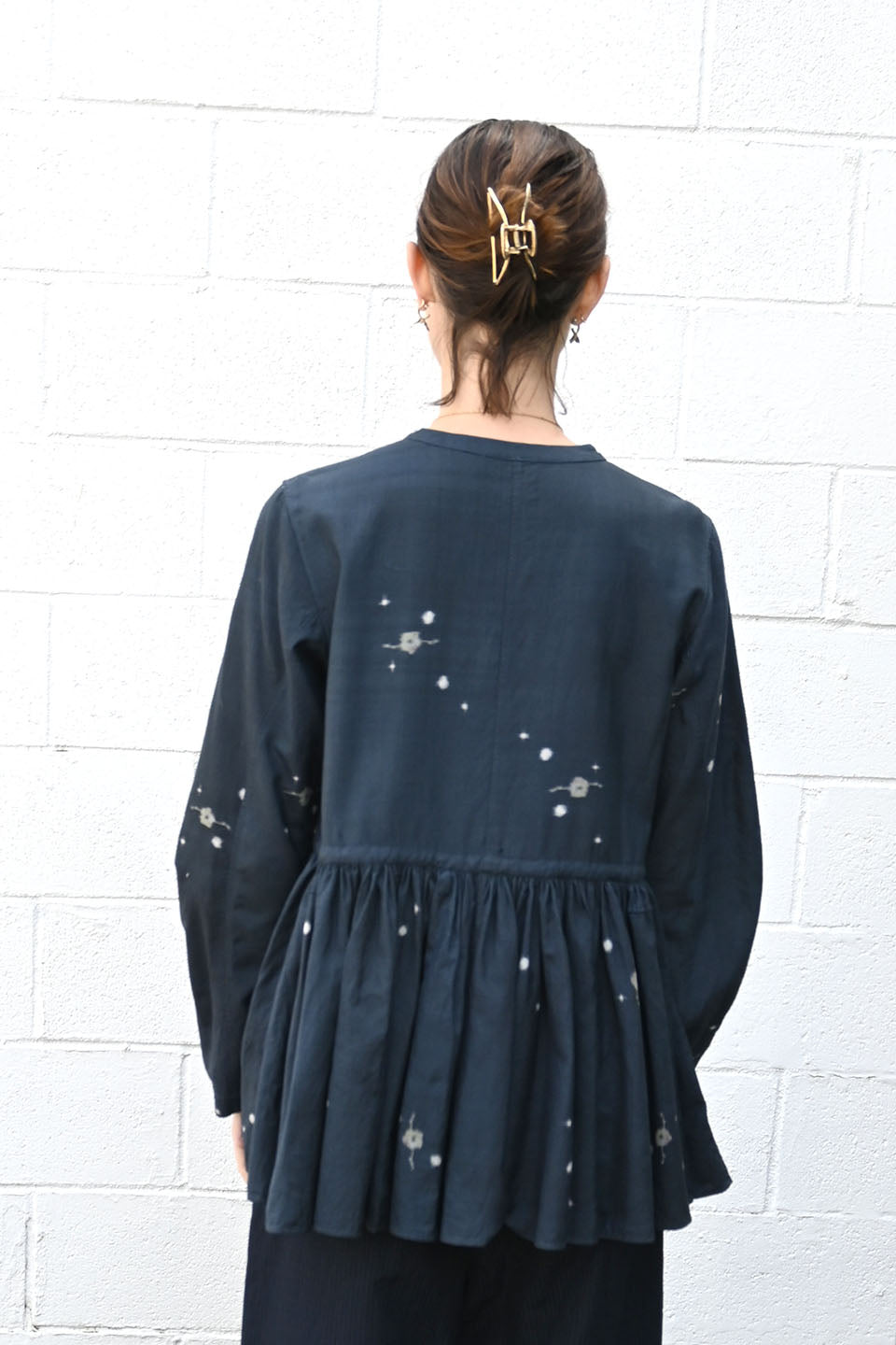 Kimono Silk Button Top Navy