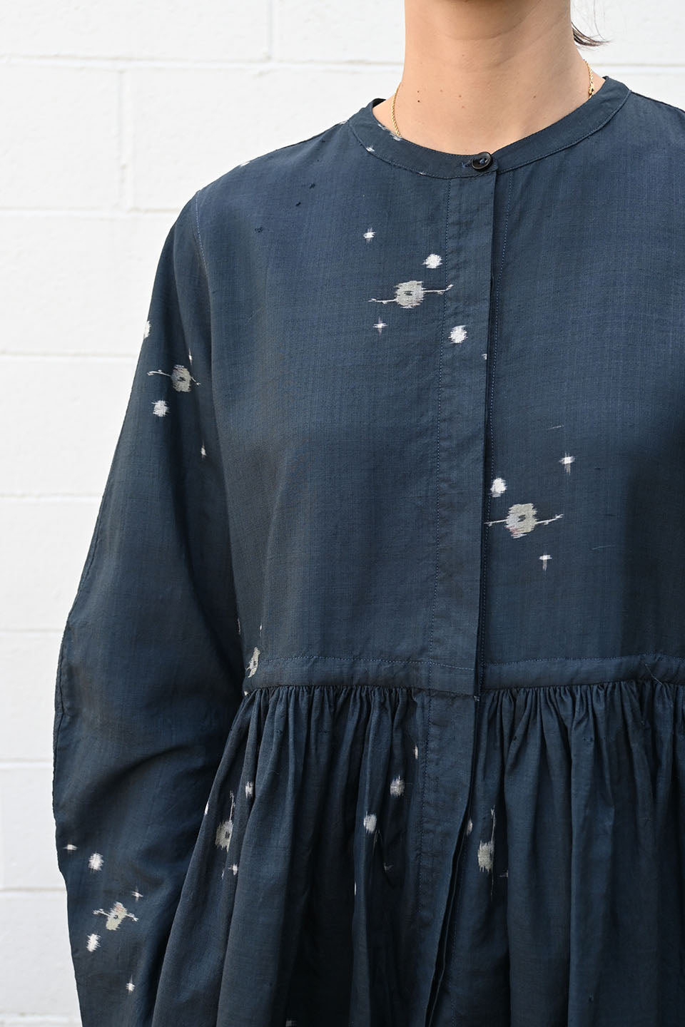Kimono Silk Button Top Navy
