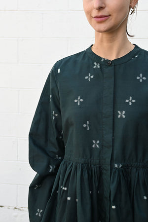 Kimono Silk Button Top Forest Green