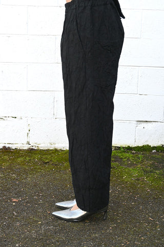 Wrinkled Wide Pants Black