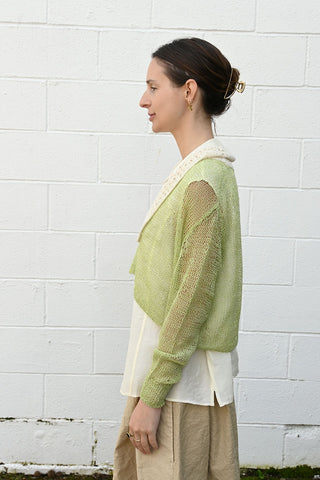 Open Knit Collar Sweater