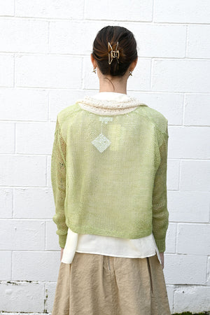 Open Knit Collar Sweater