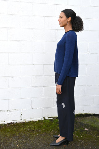 Cotton Check Wide Easy Pants Black