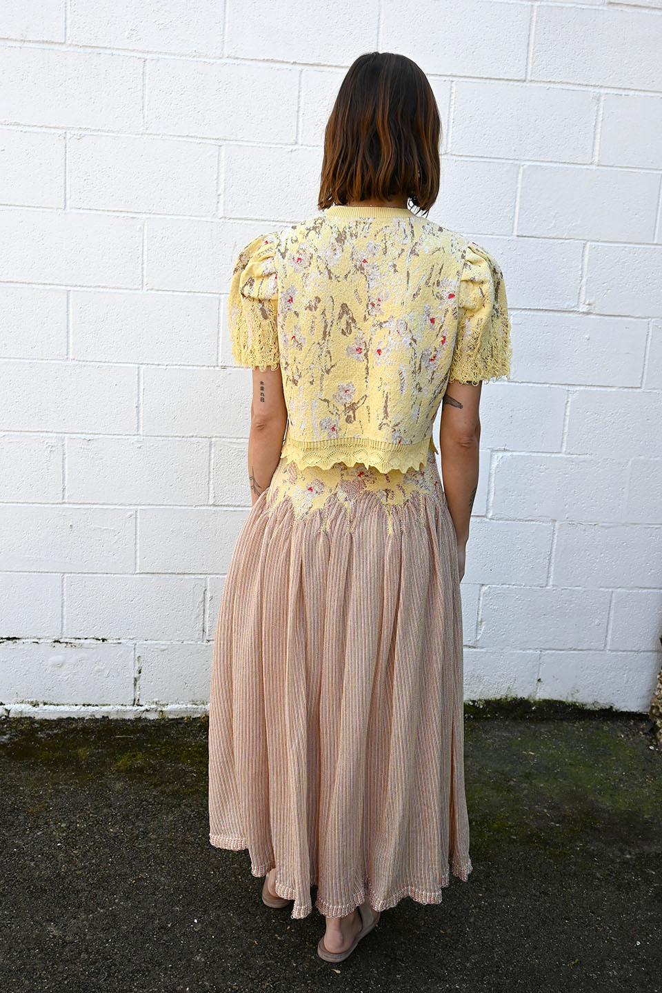 Grunge Flower Flared Skirt