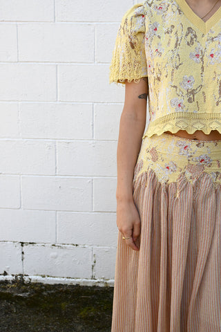 Grunge Flower Flared Skirt