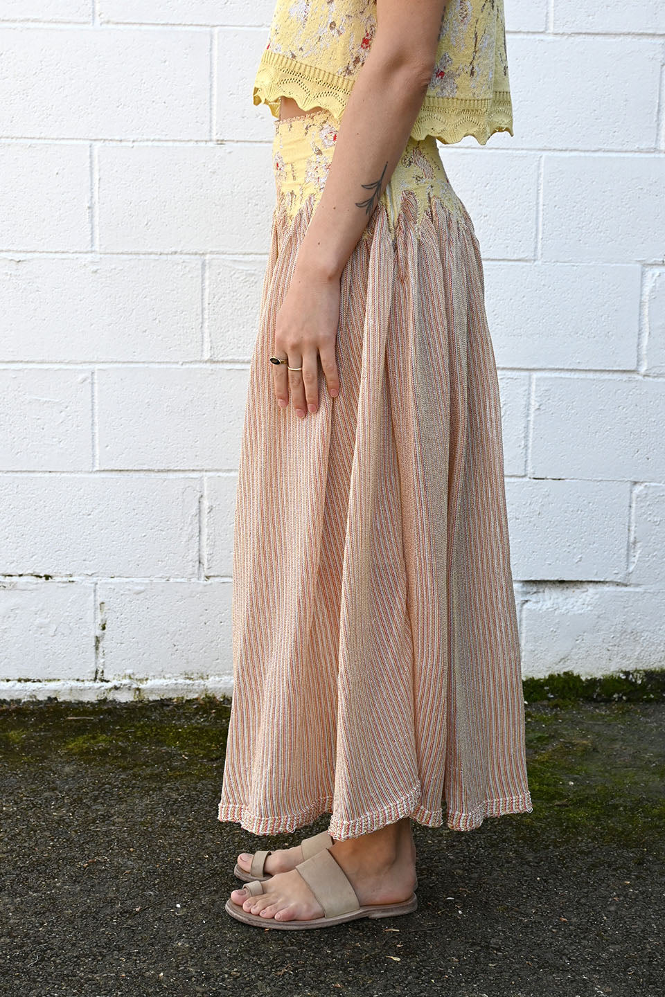Grunge Flower Flared Skirt