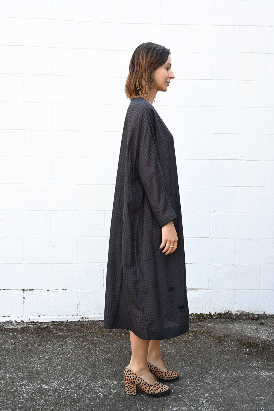 Check Embroidered Dress