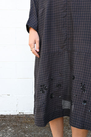 Check Embroidered Dress