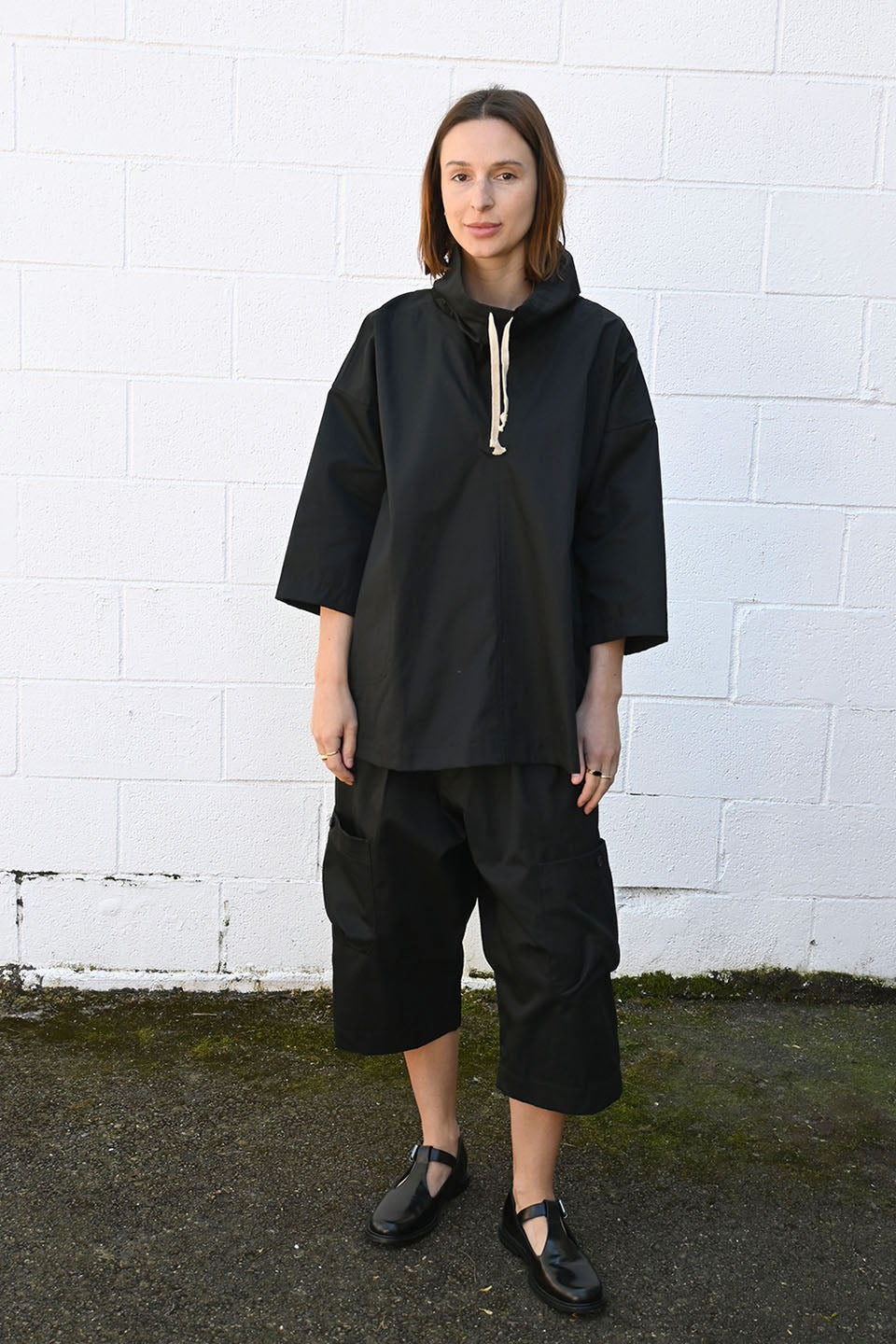 Black Ventile Gabardine Pullover
