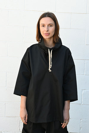 Black Ventile Gabardine Pullover