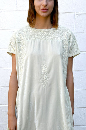 Velvet Embroidered Dress Pistachio