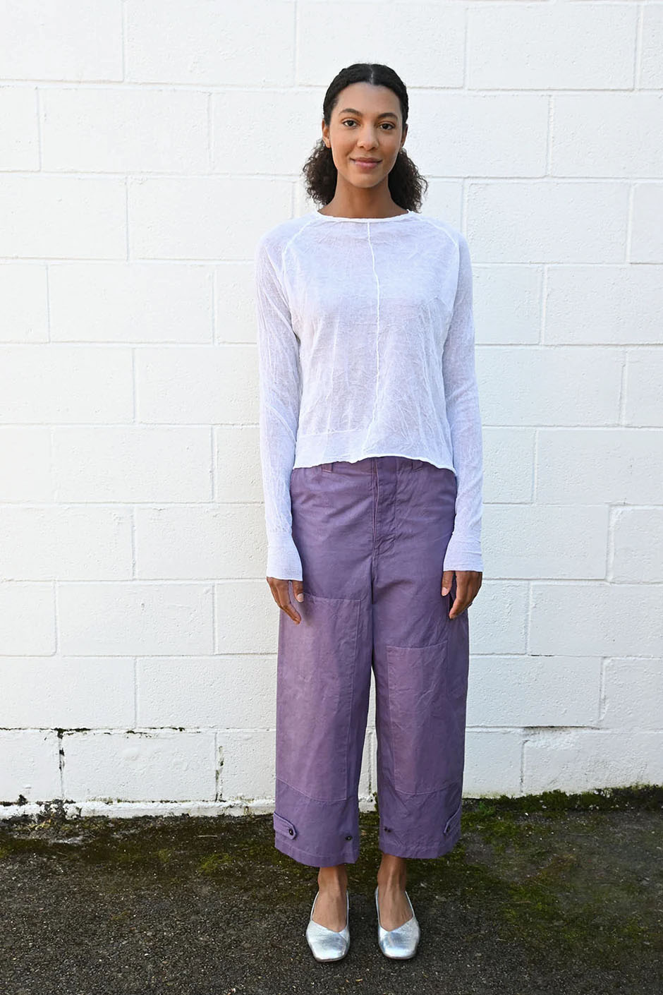 Double Knee Cargo Pants Purple