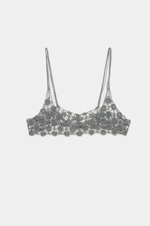 Crochet Bra Top Silver