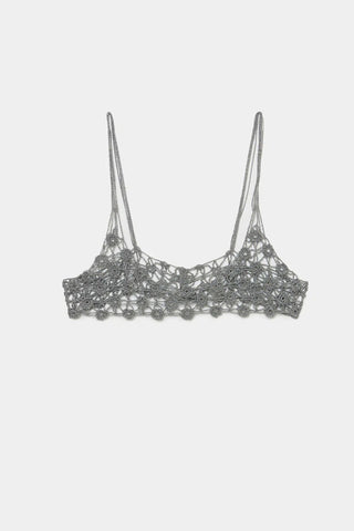 Crochet Bra Top Silver
