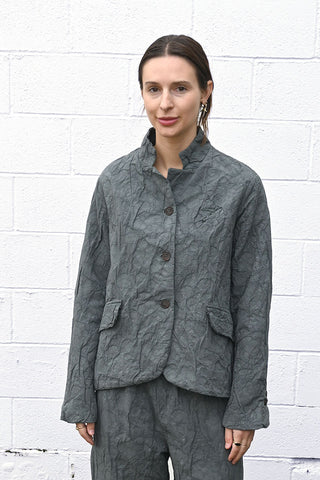 Wrinkled Floral Jacket Grey