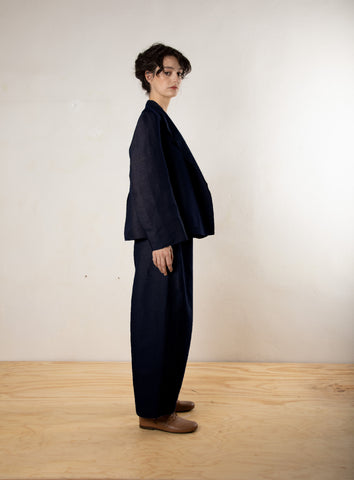 Smooth Sheet Navy Pants