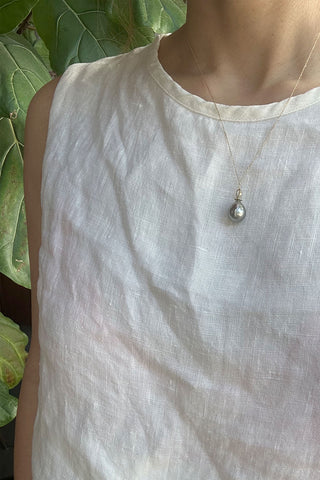Pear Pearl Pendant and Gold Chain