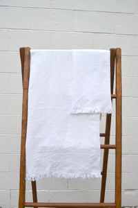White Woven Linen & Cotton Towels