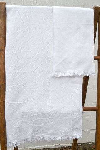 White Woven Linen & Cotton Towels