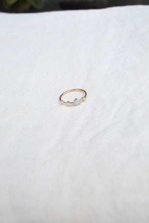 Four Step Ring, Large Opal & White Diamond