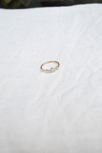 Four Step Ring, Large Opal & White Diamond