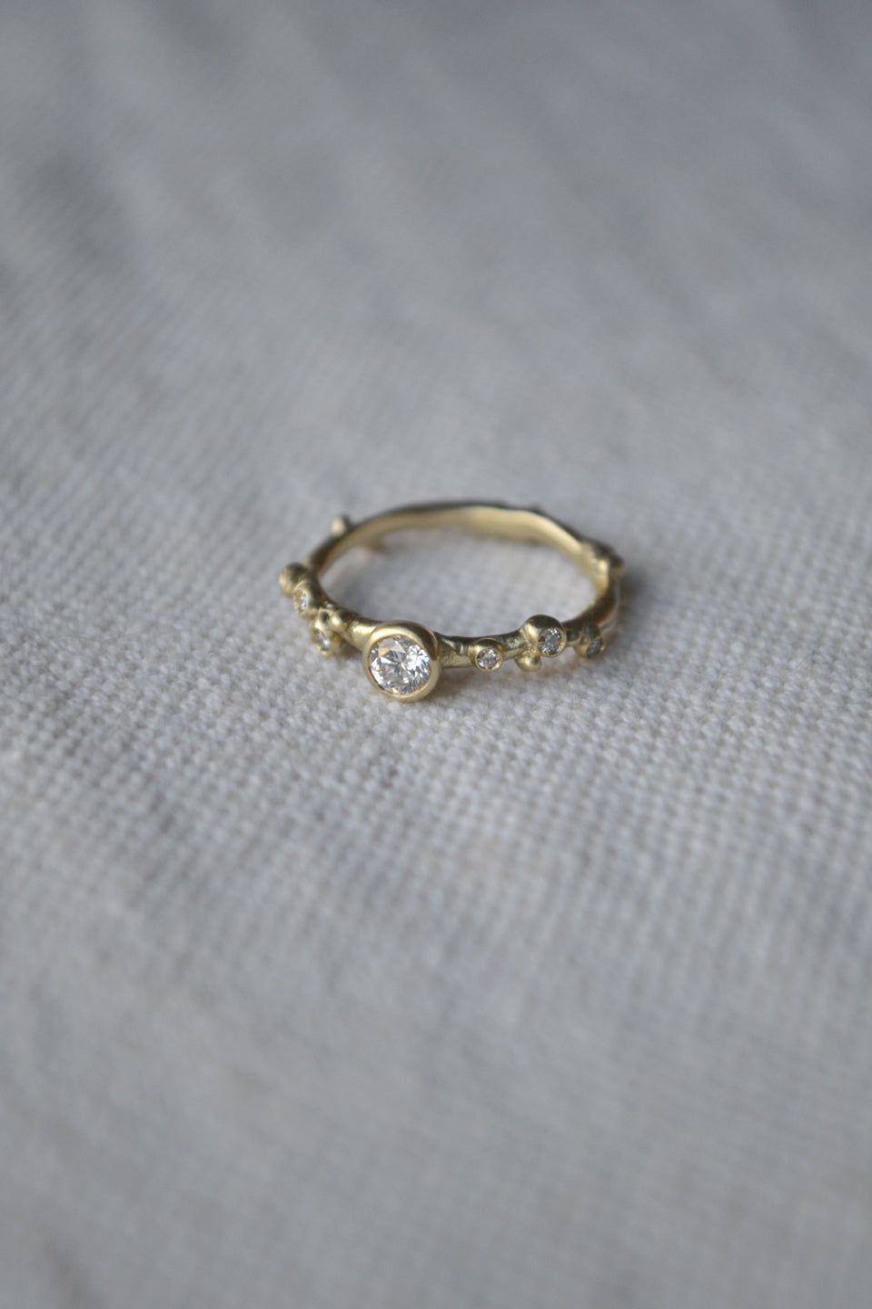 Encrusted Branch Solitaire Ring