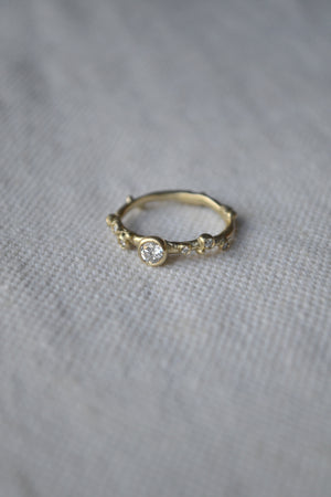 Encrusted Branch Solitaire Ring