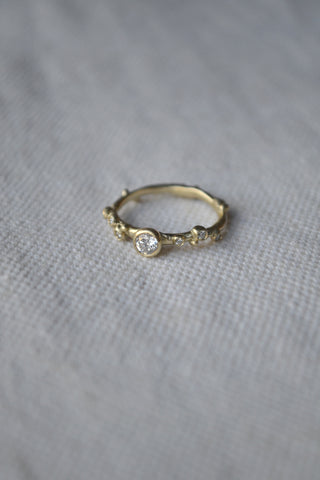 Encrusted Branch Solitaire Ring