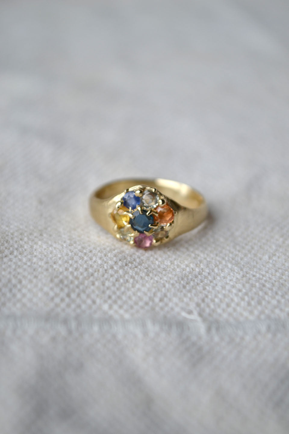 Multi-color Sapphires Gold Ring