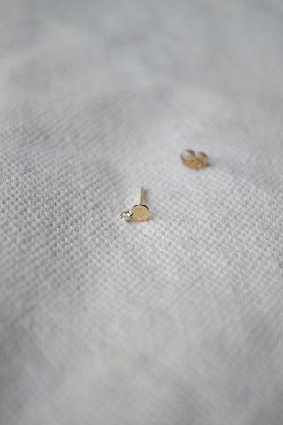 Small Disc Stud with Diamonds