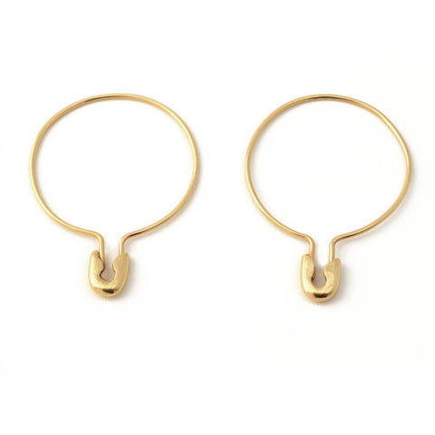 Medium Safety Pin Hoop Earring