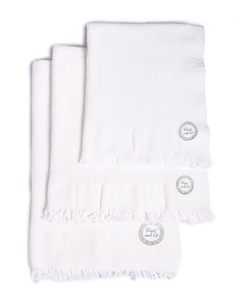 White Cotton Waffle Towels
