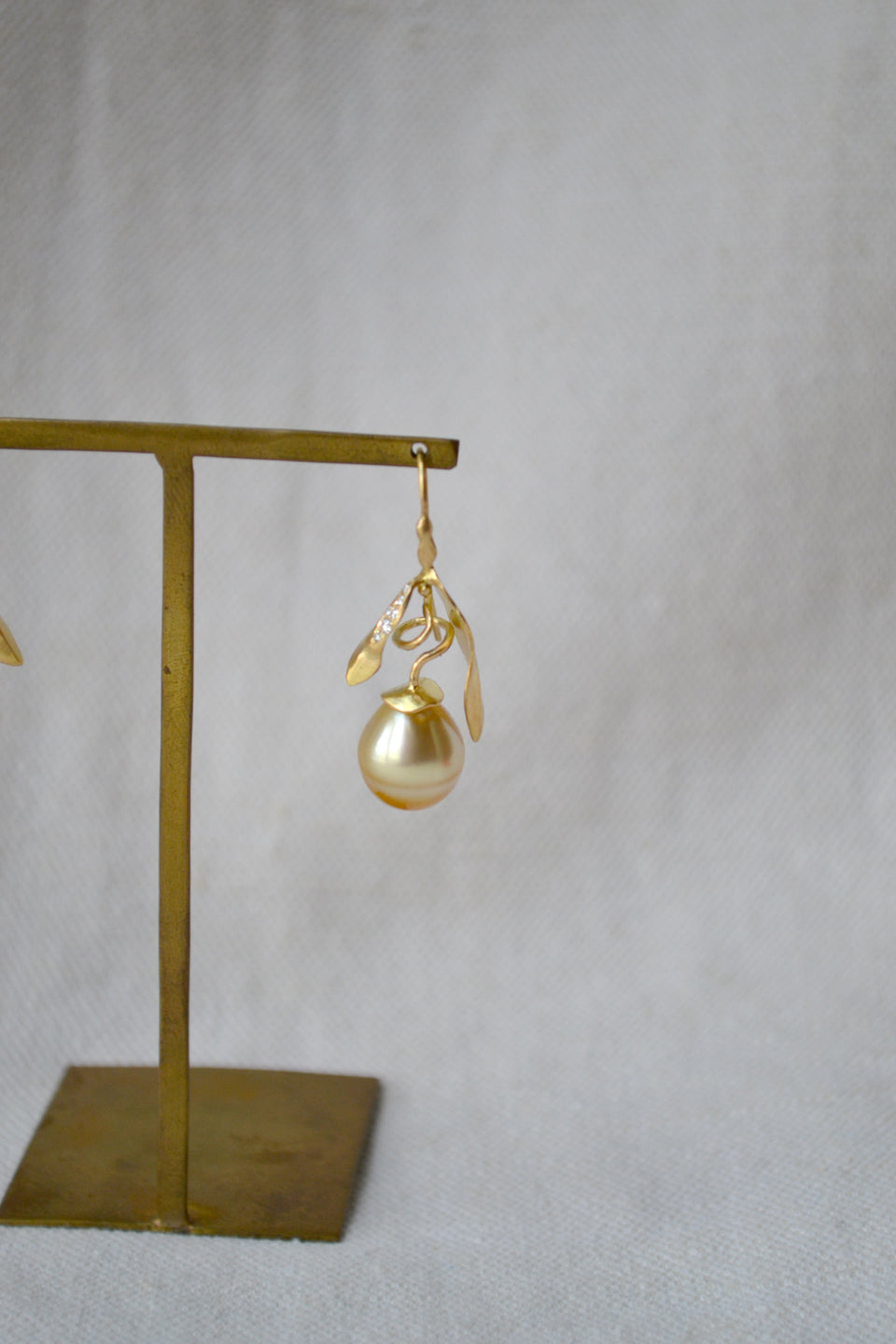 Weathered Pearl Leaf Earrings