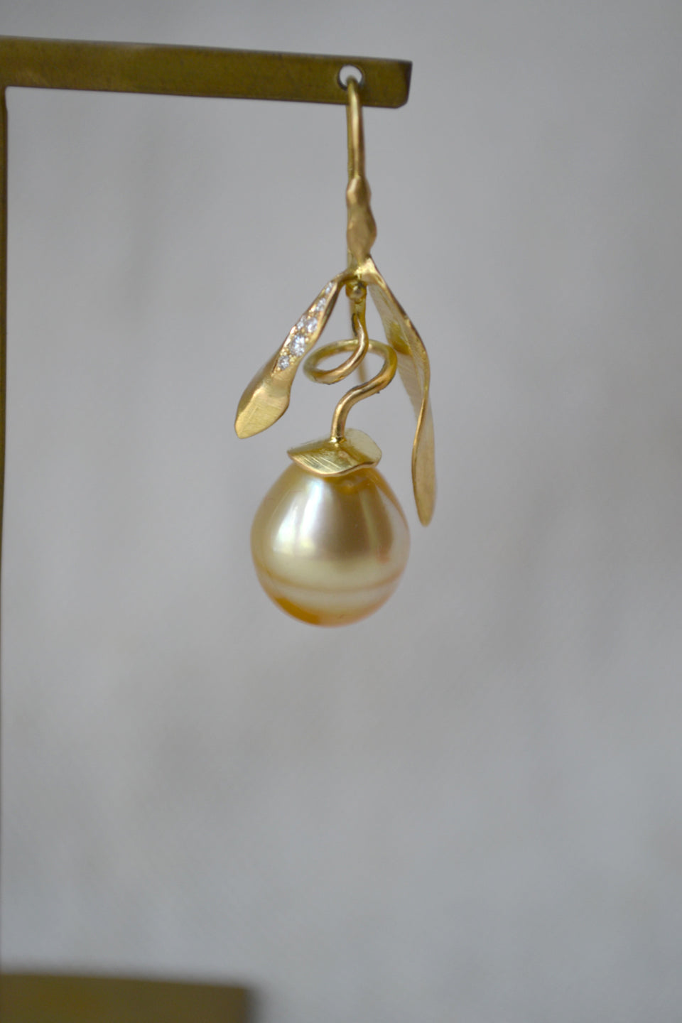 Weathered Pearl Leaf Earrings