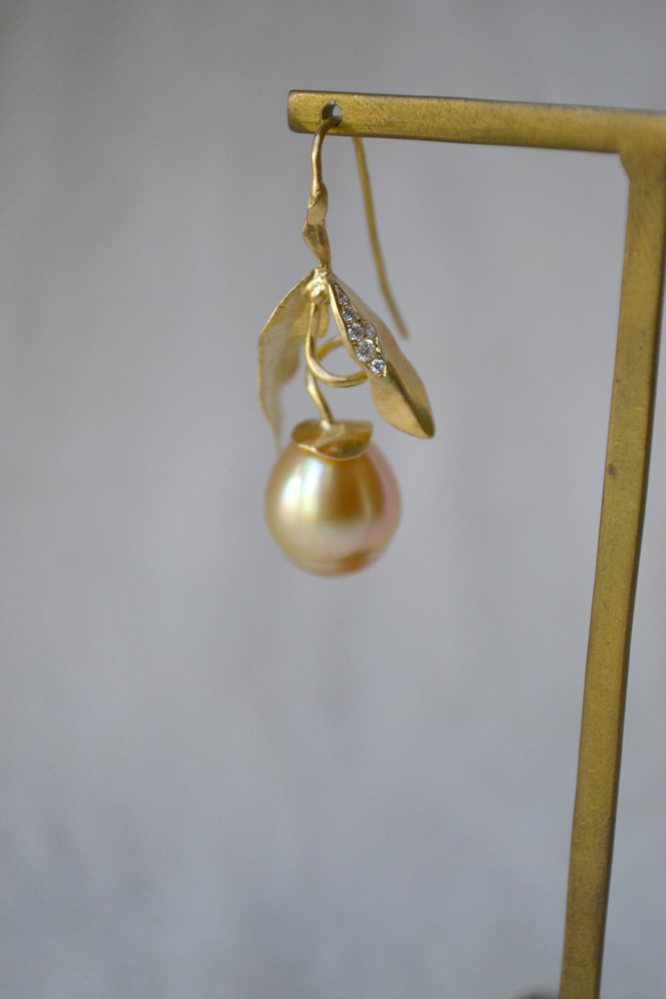 Weathered Pearl Leaf Earrings