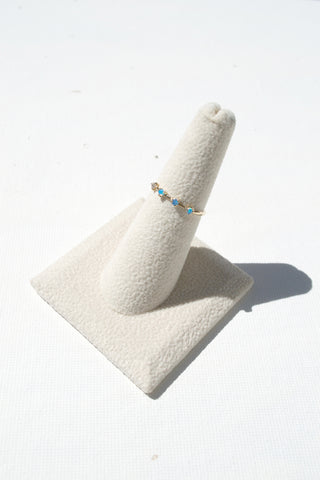 Four Step Ring, Opal & White Diamond