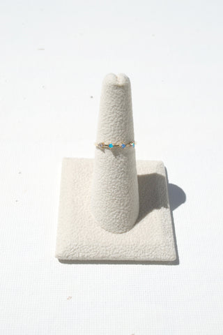 Four Step Ring, Opal & White Diamond