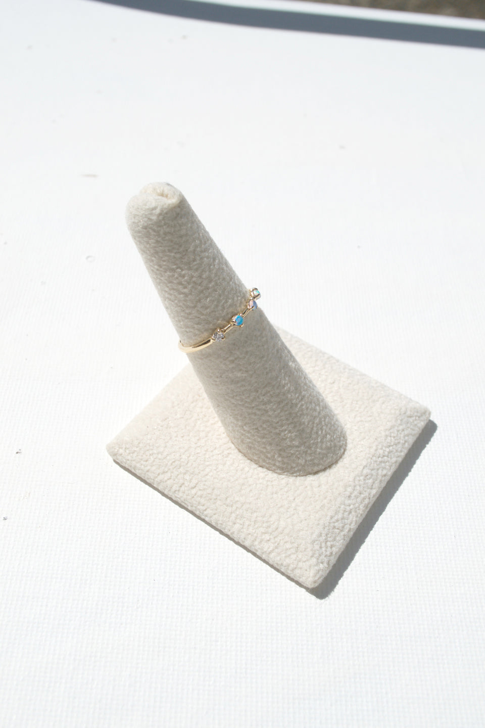 Four Step Ring, Opal & White Diamond