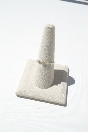 Four Step Ring, Opal & White Diamond